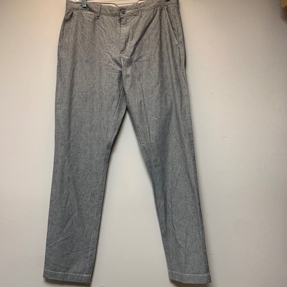 J.Crew 770 Straight‎ Fit Pants Mens 34x34 Grey Stretch Chambray Chinos Excellent